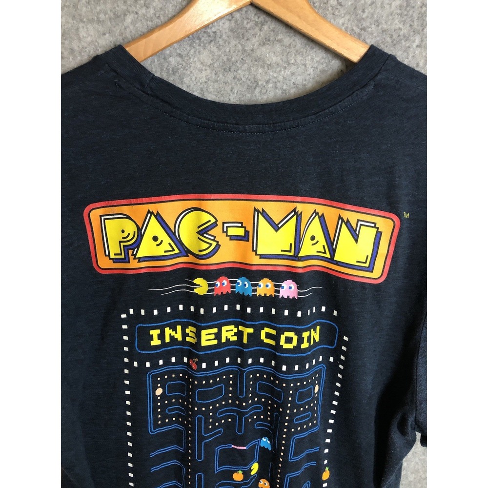 Nintendo‎ Shirt Mens 2XLT Black T-Shirt Pac-Man Arcade Back Graphic Retro Gamer
